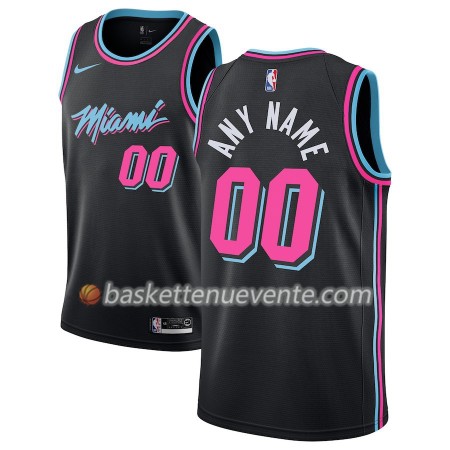 Maillot Basket Miami Heat Personnalisé 2018-19 Nike City Edition Noir Swingman - Homme